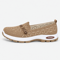 Ladies Walking Shoes With Arch Support Burgundy Slip-On