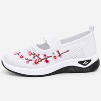 Women's Breathable Mesh Slip-On Embroidered Sneakers with Chunky Sole