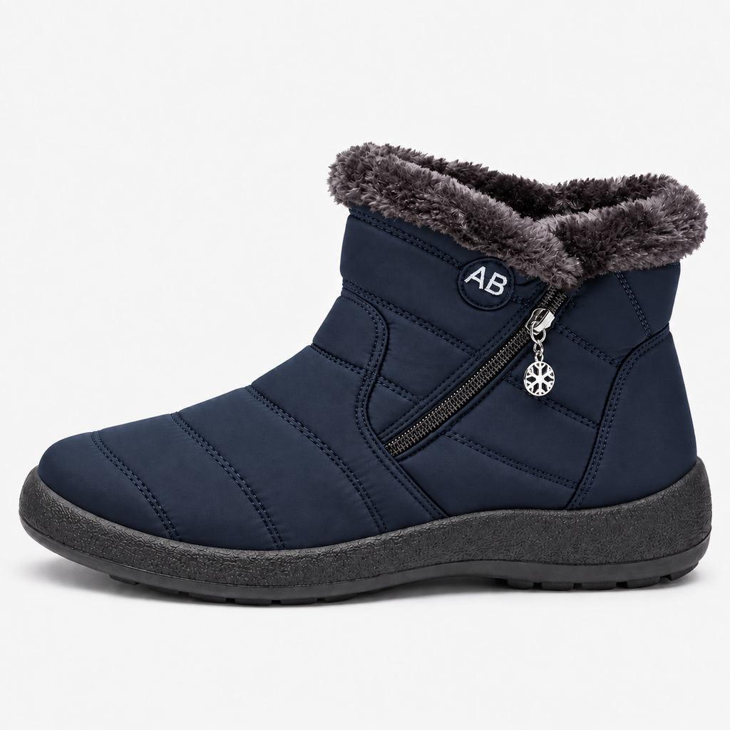 Women's Burgundy Waterproof Faux Fur-Lined Ankle Snow Boots
