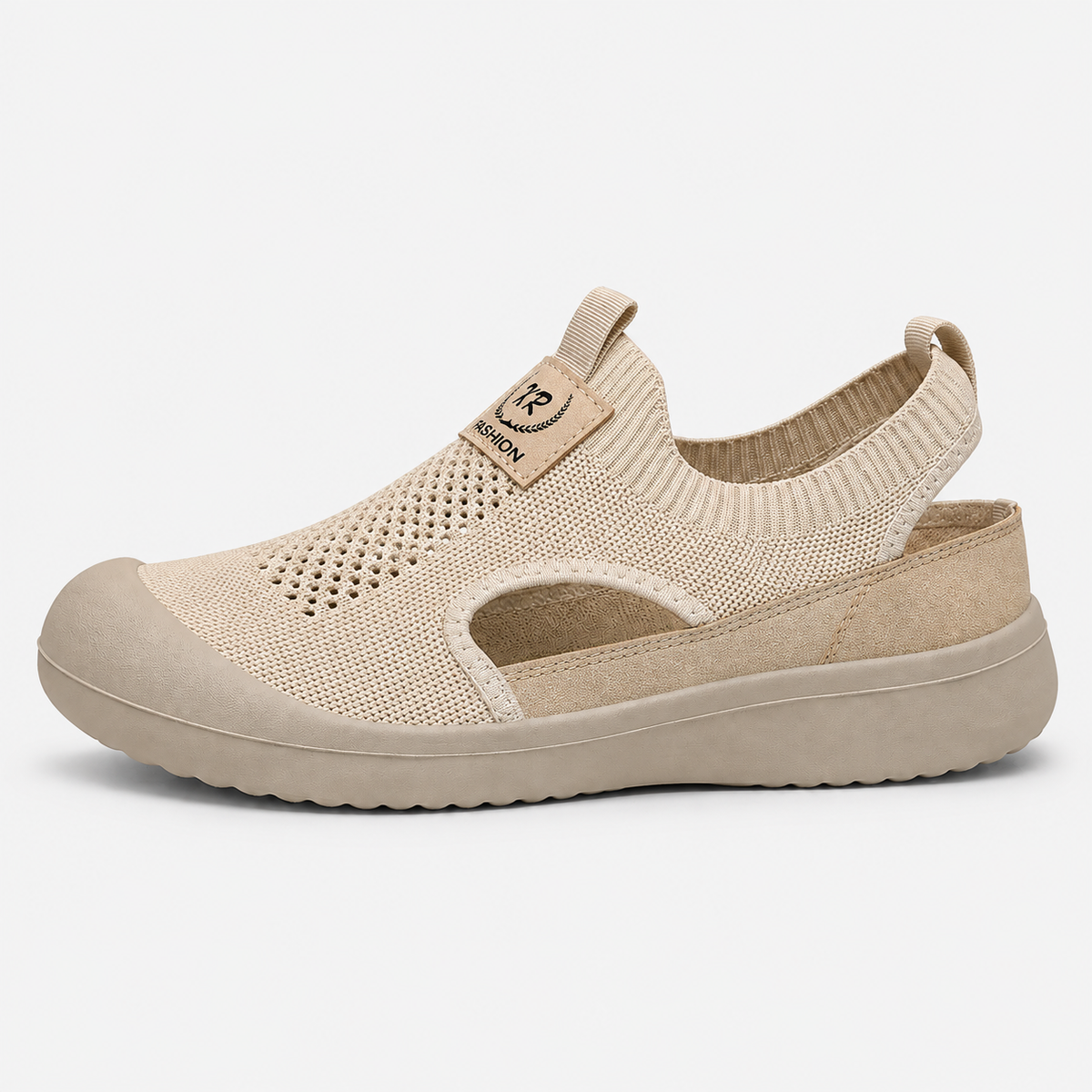 Women's White Hollow Slip-On Sneakers with Breathable Mesh Upper