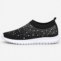 Women's Grey Slip-On Crystal Mesh Sneakers