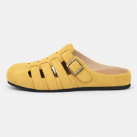 Women's Faux Suede Cutout Buckle Clogs, Flat Slip-On Summer Mules