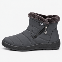 Women's Burgundy Waterproof Faux Fur-Lined Ankle Snow Boots