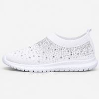 Women's Grey Slip-On Crystal Mesh Sneakers
