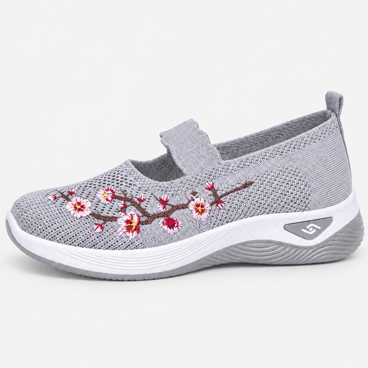 Women's Breathable Mesh Slip-On Embroidered Sneakers with Chunky Sole