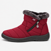 Women's Burgundy Waterproof Faux Fur-Lined Ankle Snow Boots