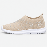 Women's Grey Slip-On Crystal Mesh Sneakers