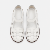 Mary Jane Shoes Orthopedic Genuine Leather Woven Cutout