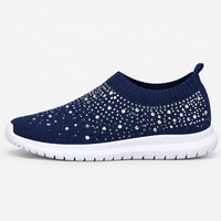 Women's Grey Slip-On Crystal Mesh Sneakers