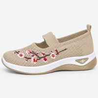 Women's Breathable Mesh Slip-On Embroidered Sneakers with Chunky Sole