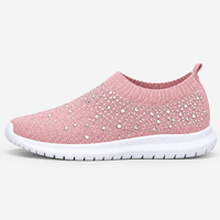 Women's Grey Slip-On Crystal Mesh Sneakers