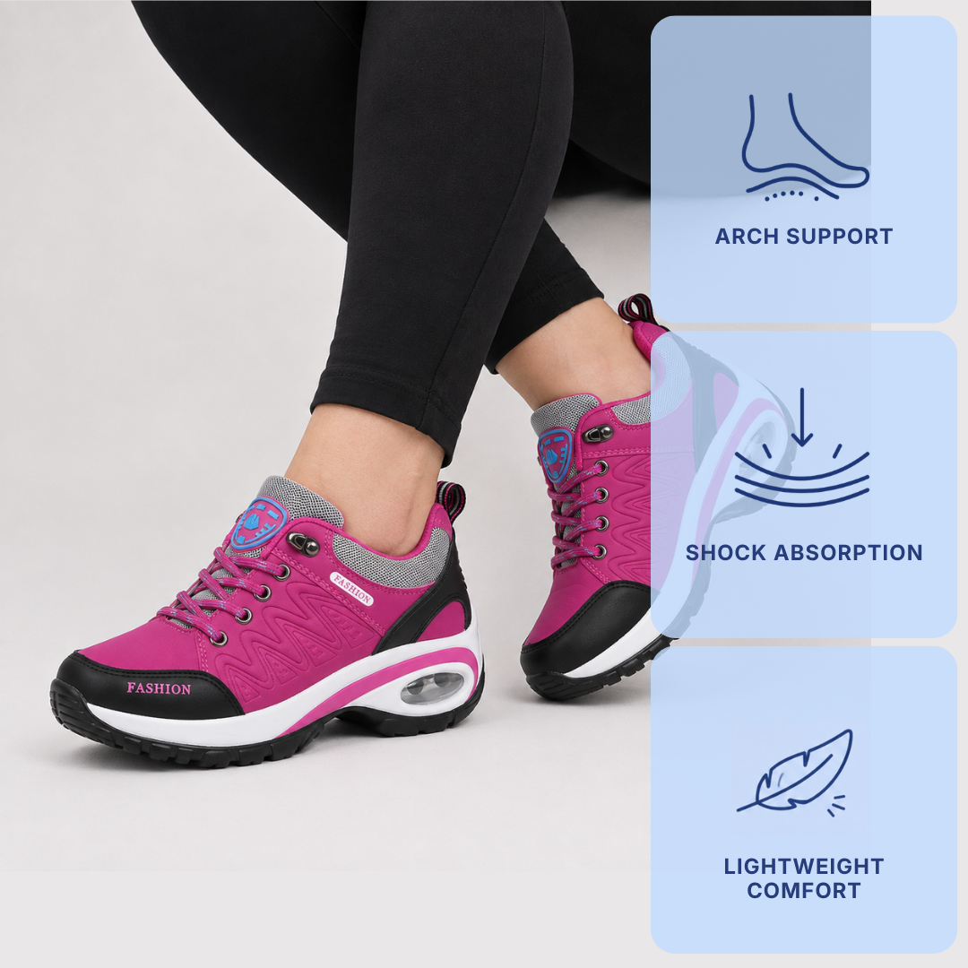Women's Waterproof Platform Lace-Up Sneakers with Air Cushion Sole