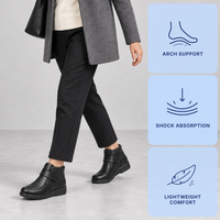 Women's Black Genuine Leather Plush-Lined Wedge Ankle Boots