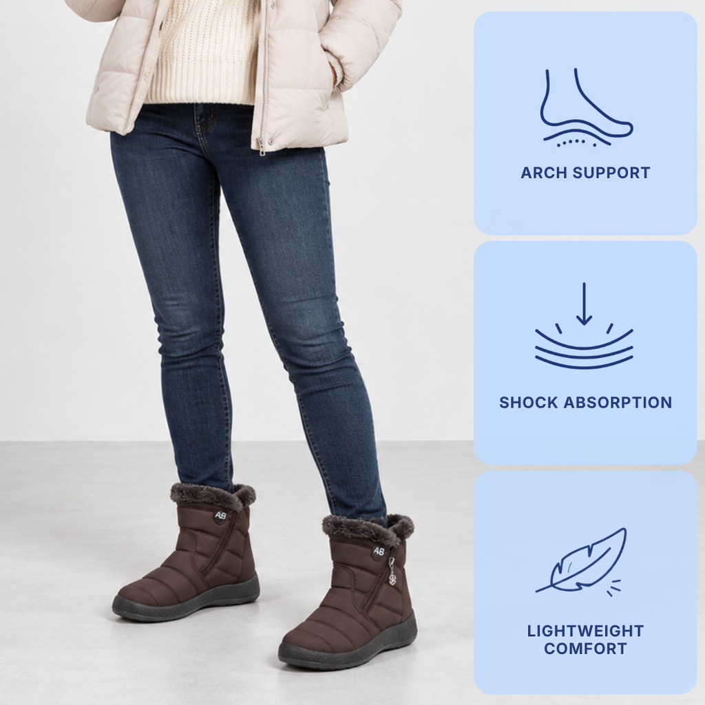 Women's Burgundy Waterproof Faux Fur-Lined Ankle Snow Boots