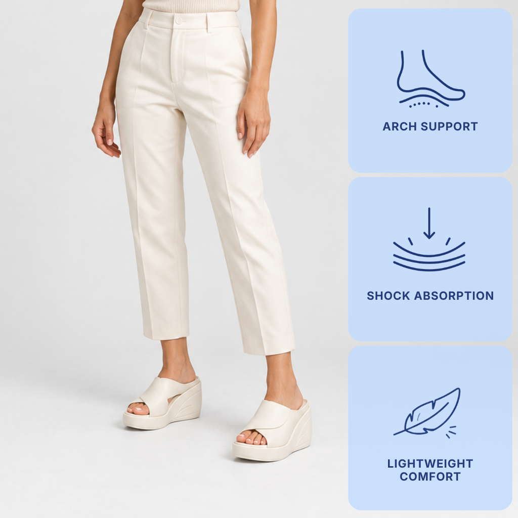 Women's Cream Wedge Platform Slide Sandals