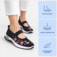 Women's Breathable Mesh Slip-On Embroidered Sneakers with Chunky Sole