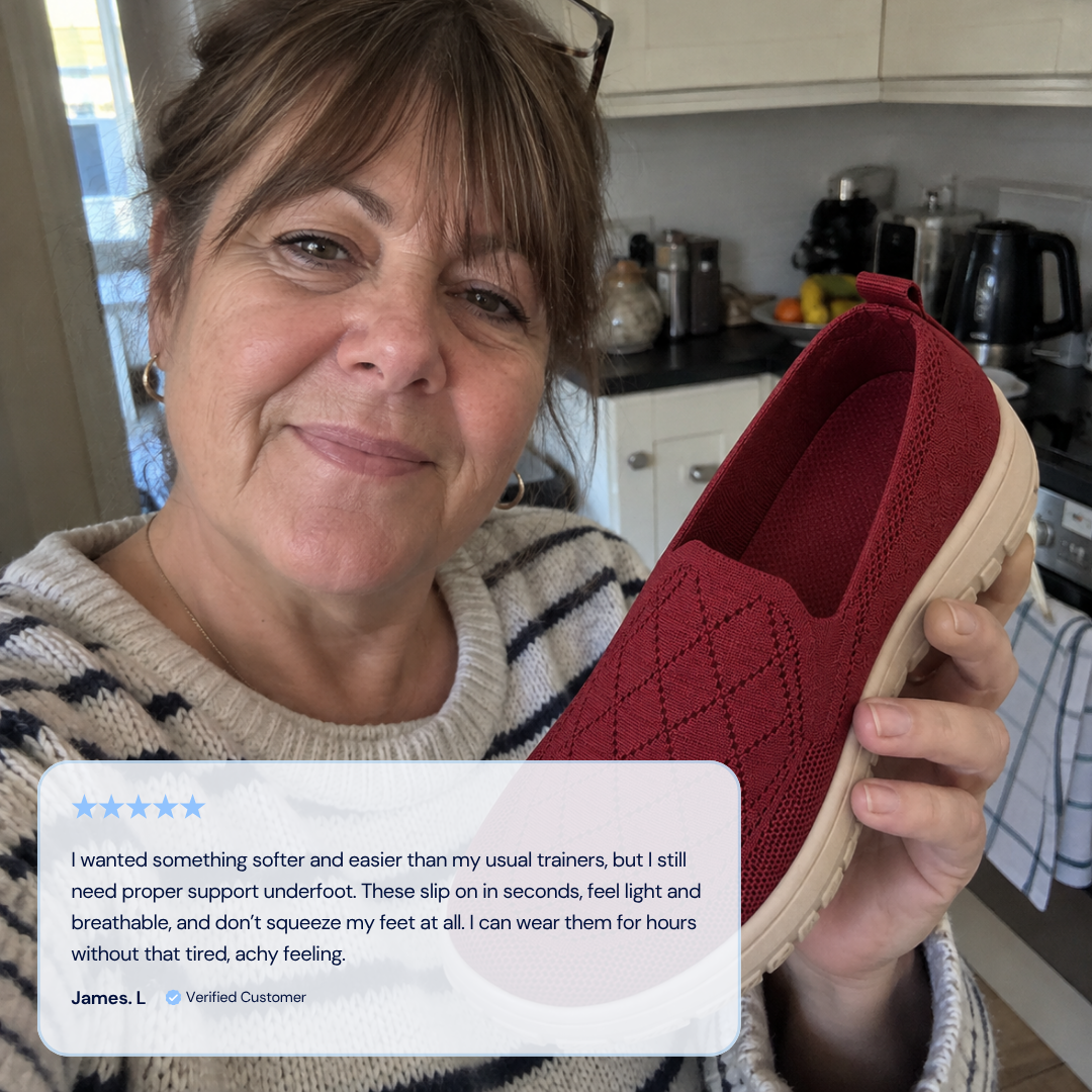Women's Red Knit Slip-On Flat Shoes with Round Toe
