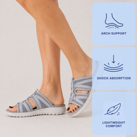 Women's Grey Mesh Platform Slide Sandals