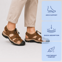Men's Brown Closed-Toe Outdoor Sandals with Elastic Band