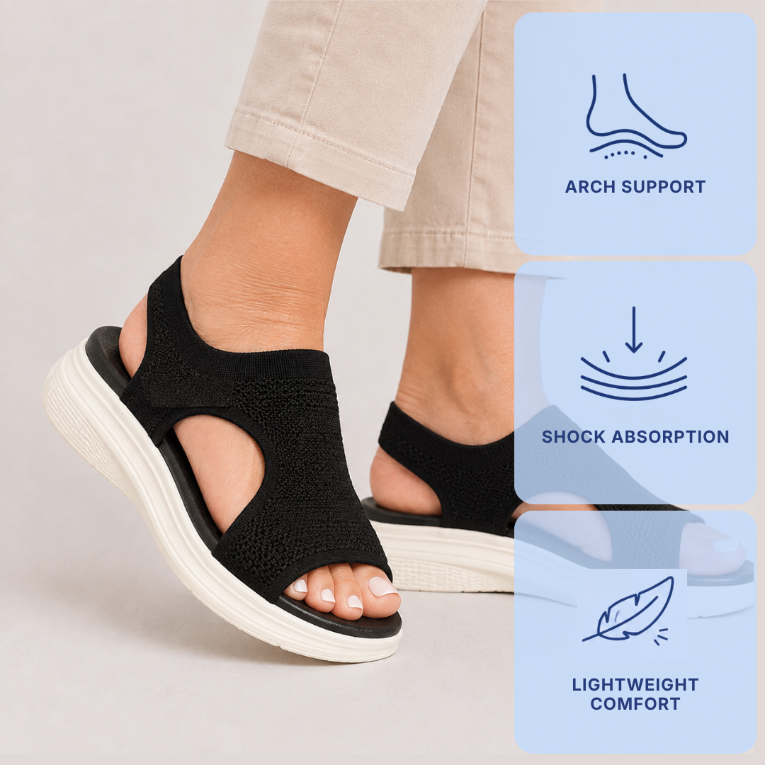 Women's Knitted Mesh Wedge Sandals, Slip-On Open Toe