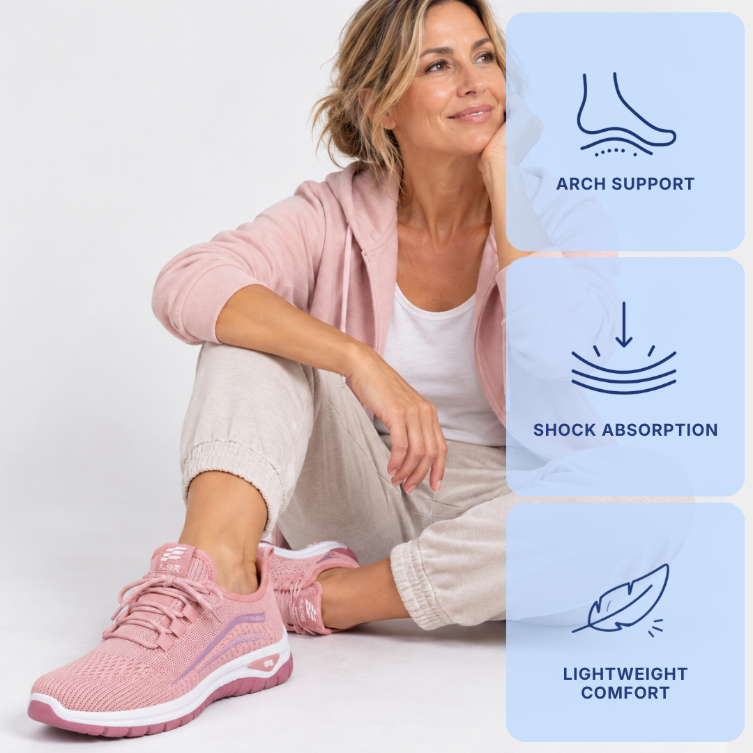 Women's Pink Knit Mesh Platform Sneakers