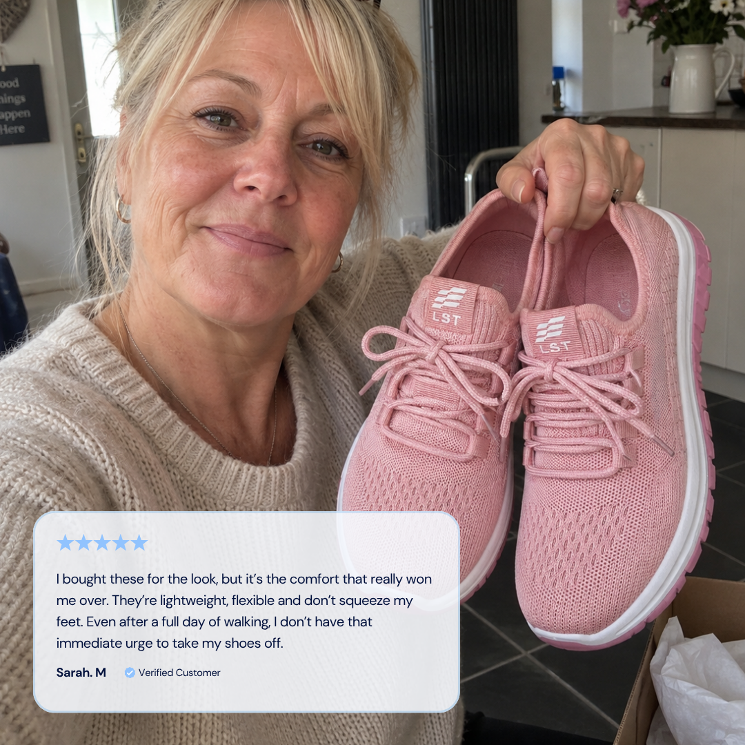 Women's Pink Knit Mesh Platform Sneakers