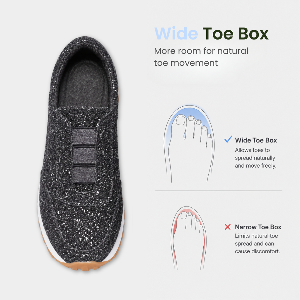 Women's Gold Glitter Slip-On Sneakers with Low Block Platform Sole