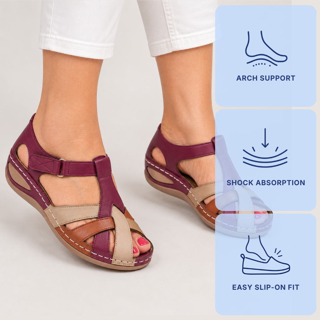 Women's Closed Toe Wedge Platform Sandals with Adjustable Buckle Strap
