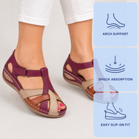 Women's Closed Toe Wedge Platform Sandals with Adjustable Buckle Strap