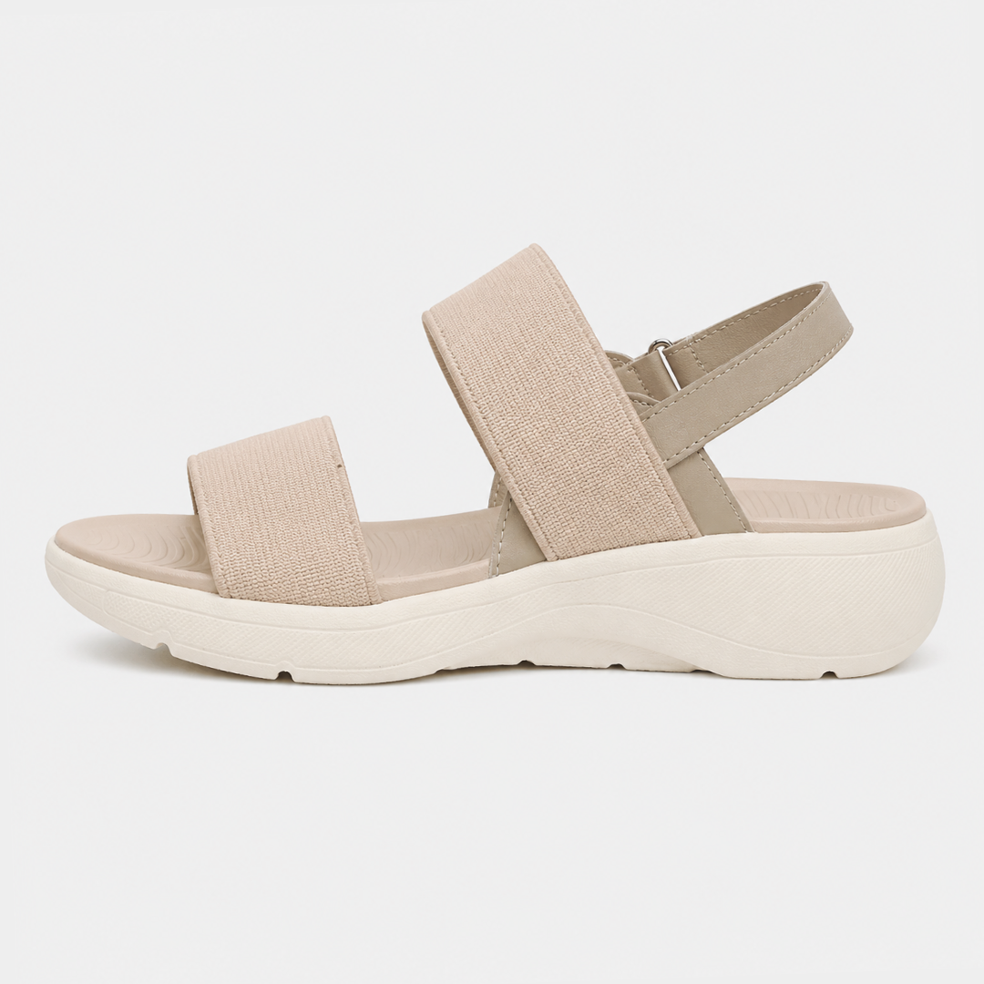 Women's Green Platform Wedge Sport Sandals with Hook-and-Loop Back Strap