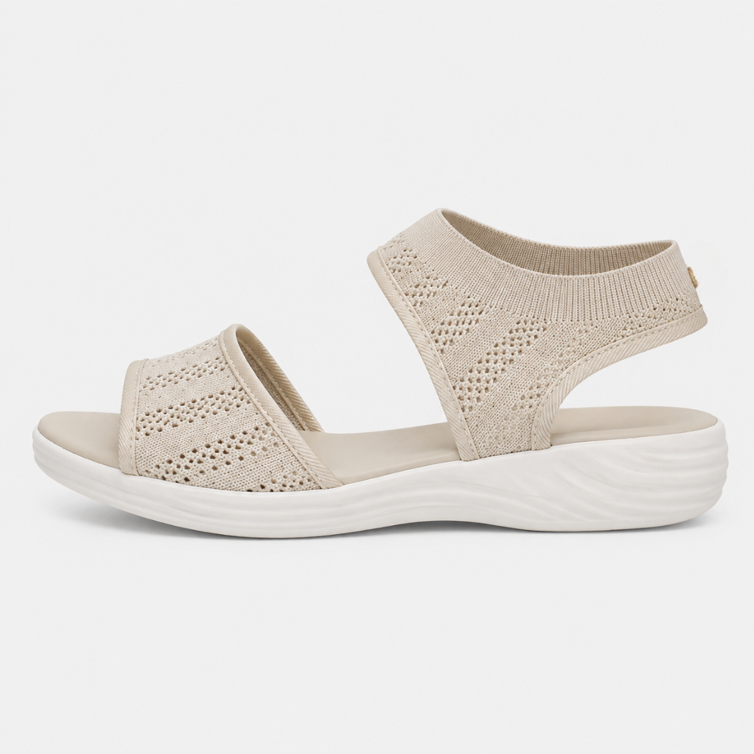 Women's Grey Mesh Woven Flat Sports Sandals