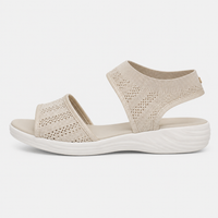 Women's Grey Mesh Woven Flat Sports Sandals