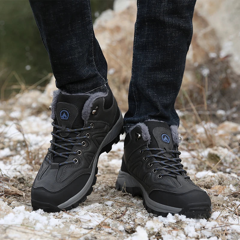 Orthopedic Shoes Split Leather Plush Lined Waterproof