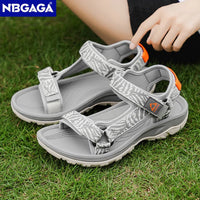 Women's Grey Flat Sport Sandals with Hook and Loop Straps