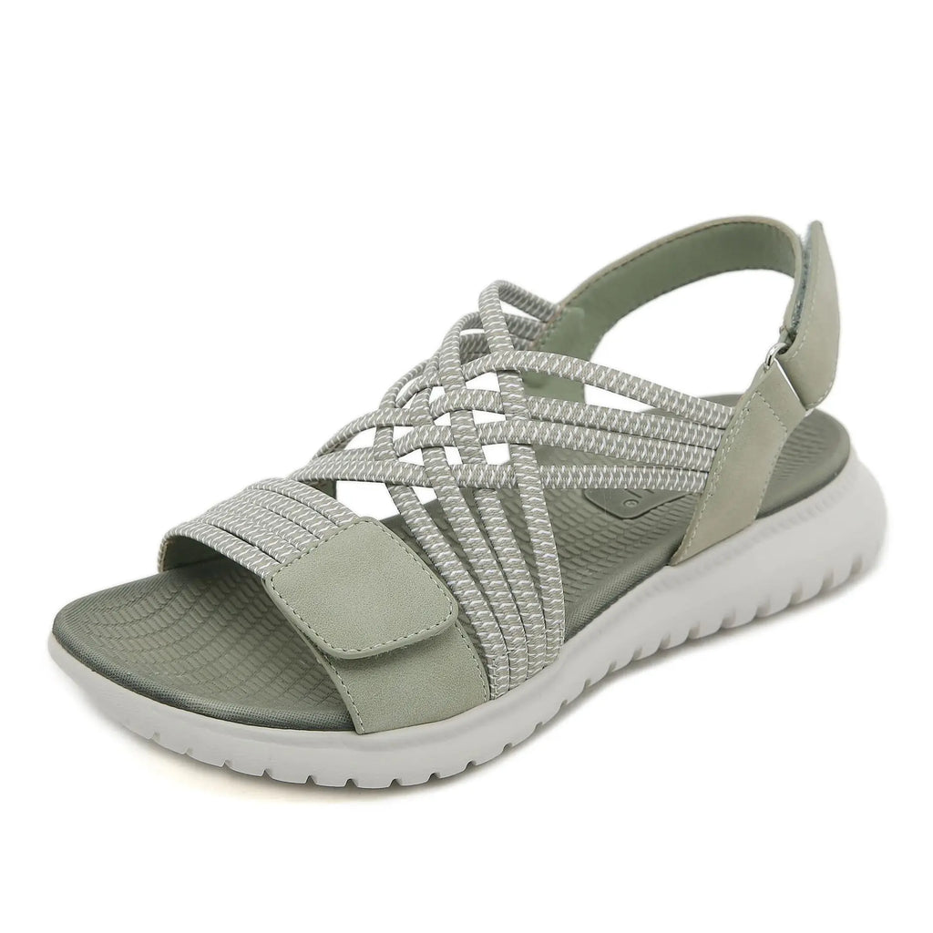 Women's Green Open-Toe Wedge Platform Sandals