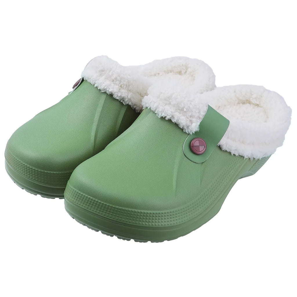 Women's Fur Lined Waterproof Clogs for Indoor and Outdoor Use