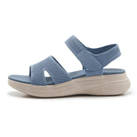 Women's Beige Sporty Thick Bottom Sandals with Hook and Loop Straps