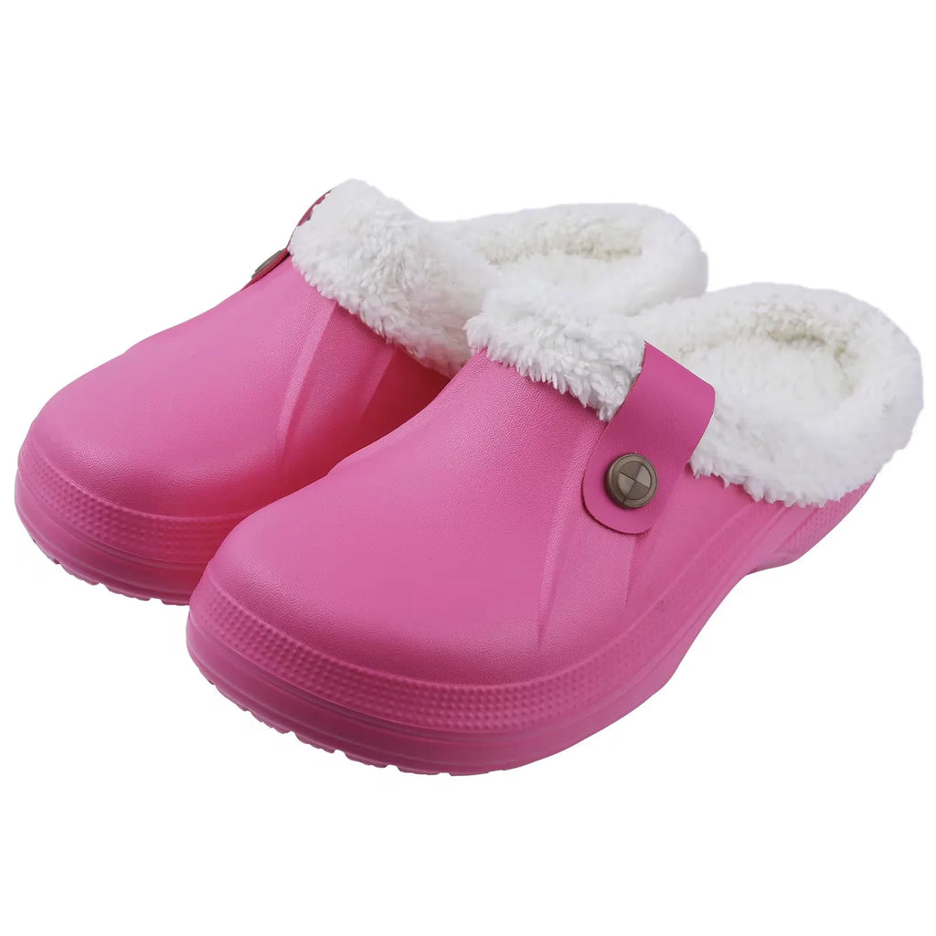 Women's Fur Lined Waterproof Clogs for Indoor and Outdoor Use