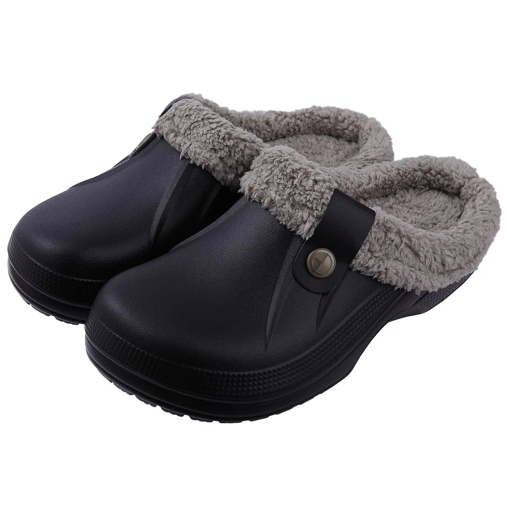 Women's Fur Lined Waterproof Clogs for Indoor and Outdoor Use