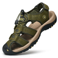 Men's Brown Closed-Toe Outdoor Sandals with Elastic Band