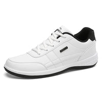 Men's Blue PU Leather Lace-Up Casual Sneakers