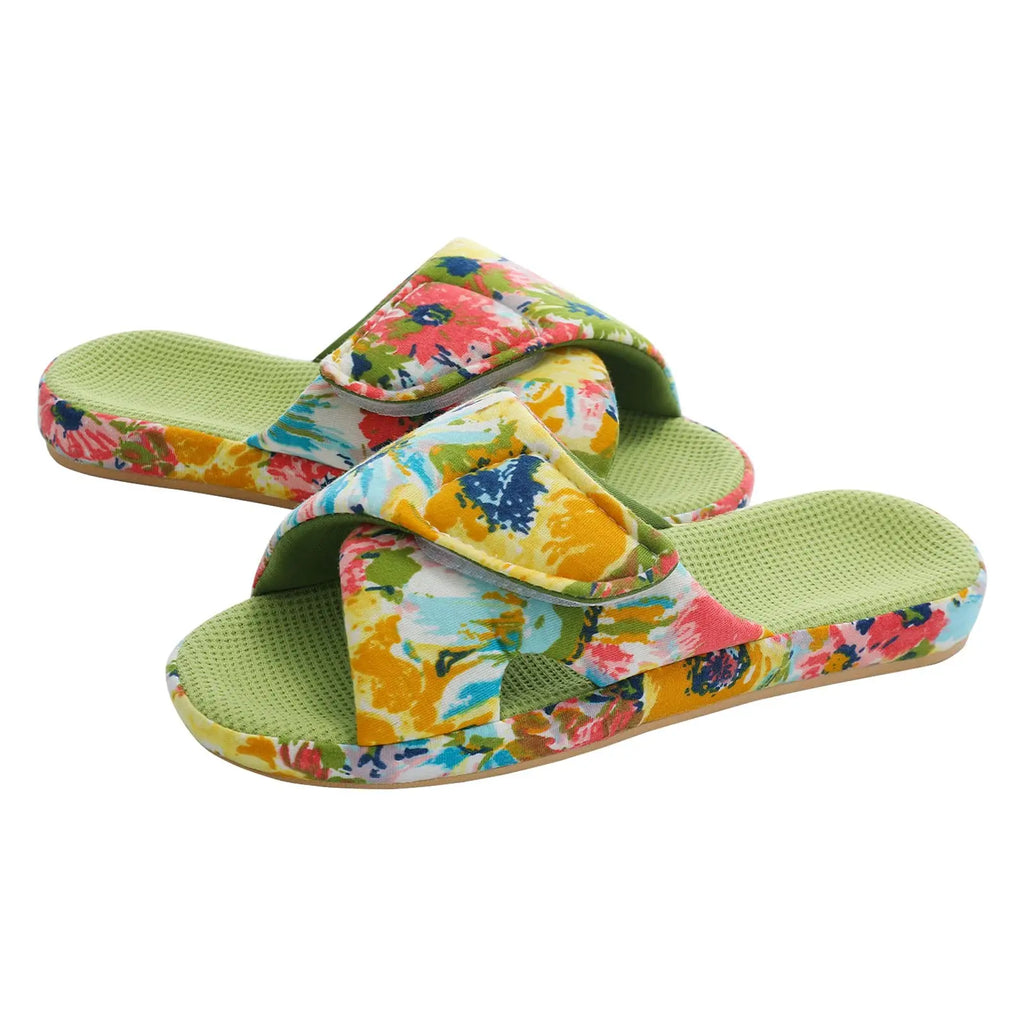 Orthopedic House Shoes Open Toe Floral Print