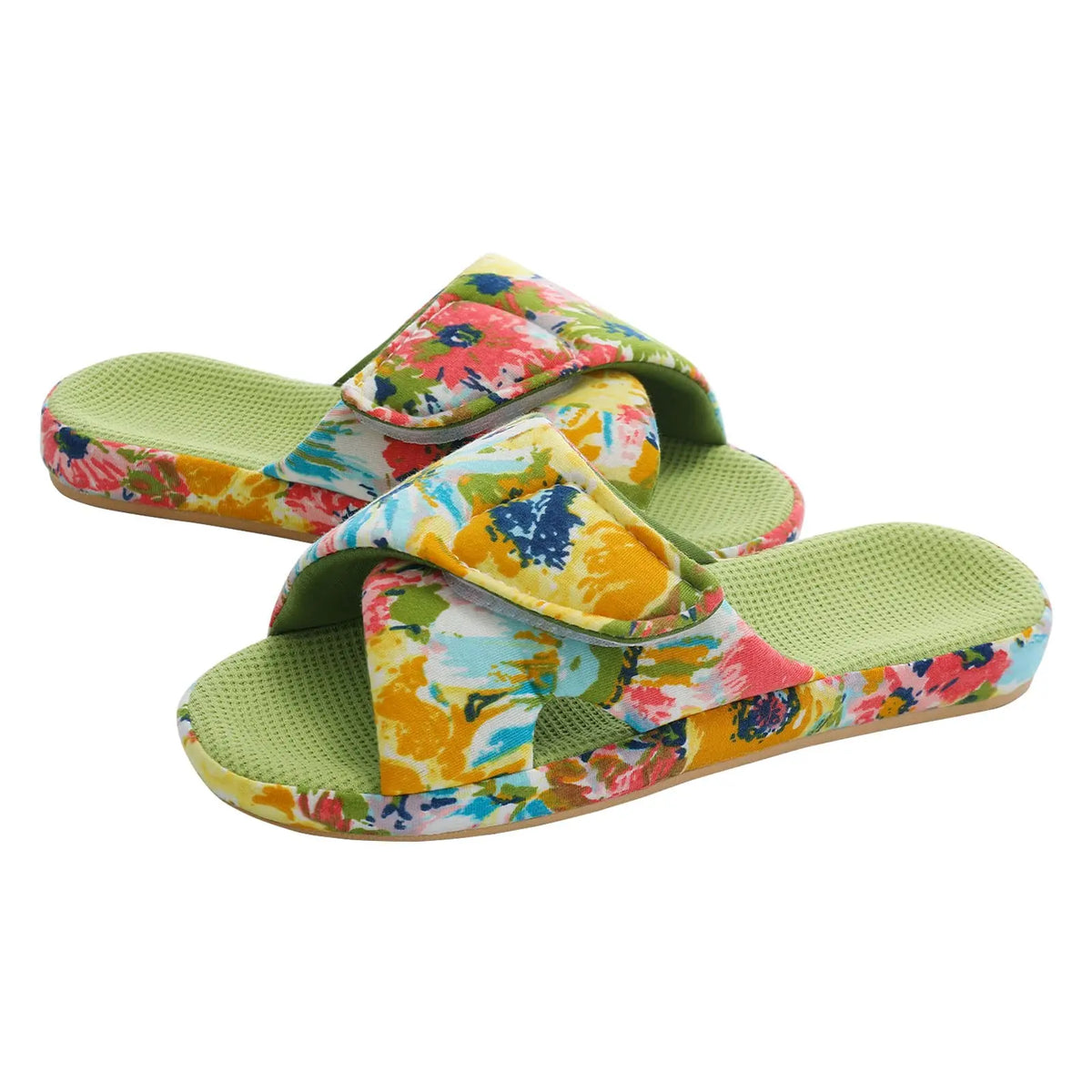 Orthopedic House Shoes Open Toe Floral Print