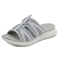 Women's Grey Mesh Platform Slide Sandals