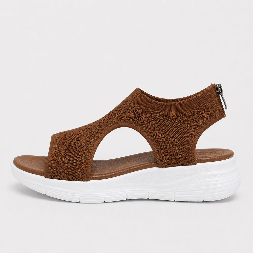 Women's Knitted Mesh Wedge Sandals, Slip-On Open Toe