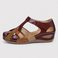 Women's Closed Toe Wedge Platform Sandals with Adjustable Buckle Strap