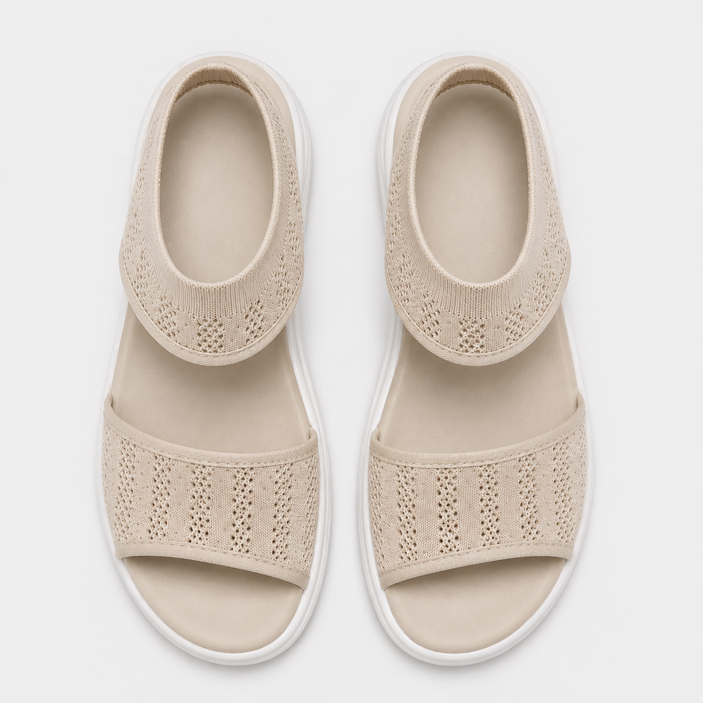 Women's Grey Mesh Woven Flat Sports Sandals