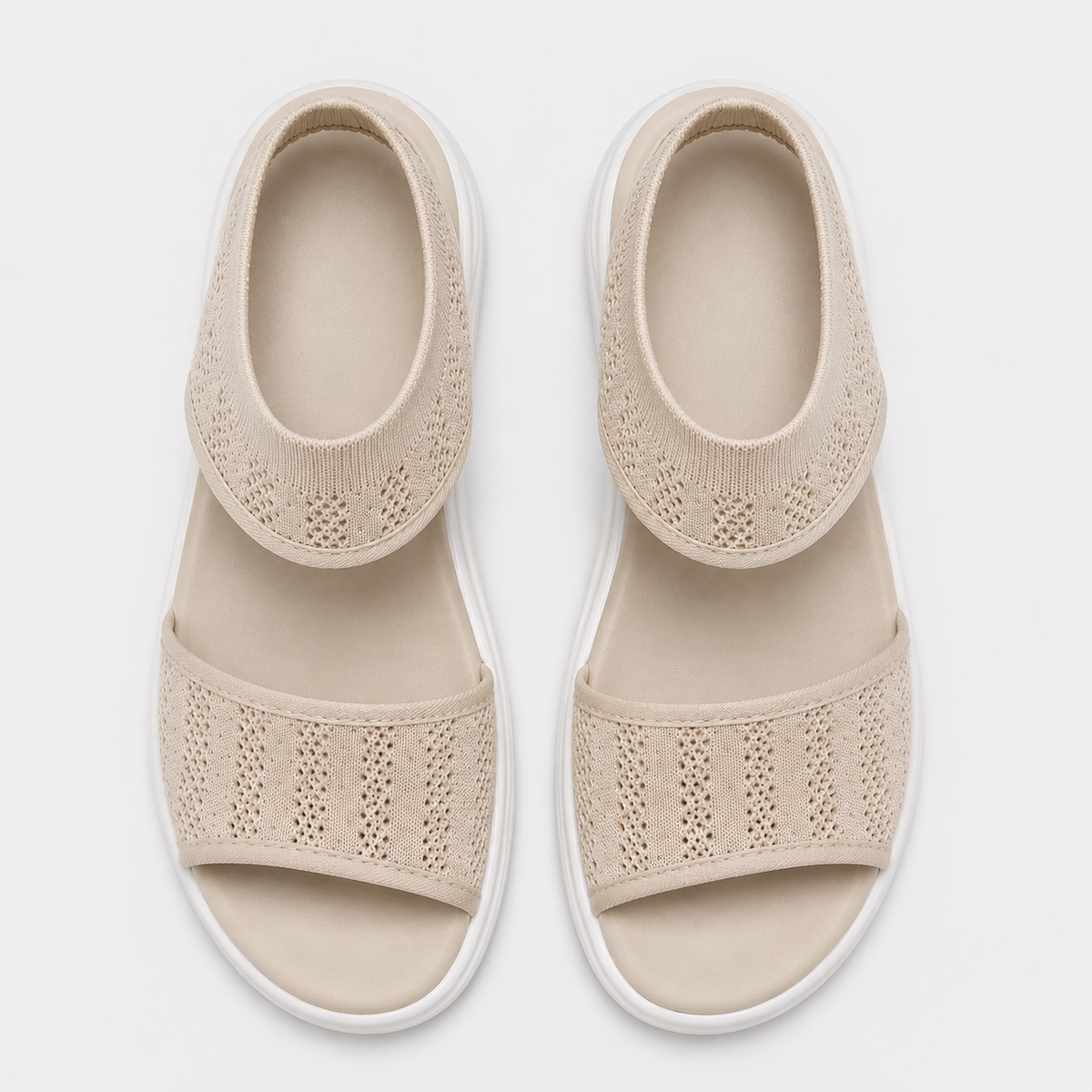 Women's Grey Mesh Woven Flat Sports Sandals