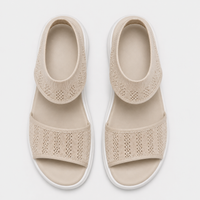 Women's Grey Mesh Woven Flat Sports Sandals