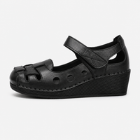 Mary Jane Shoes Orthopedic Genuine Leather Woven Cutout